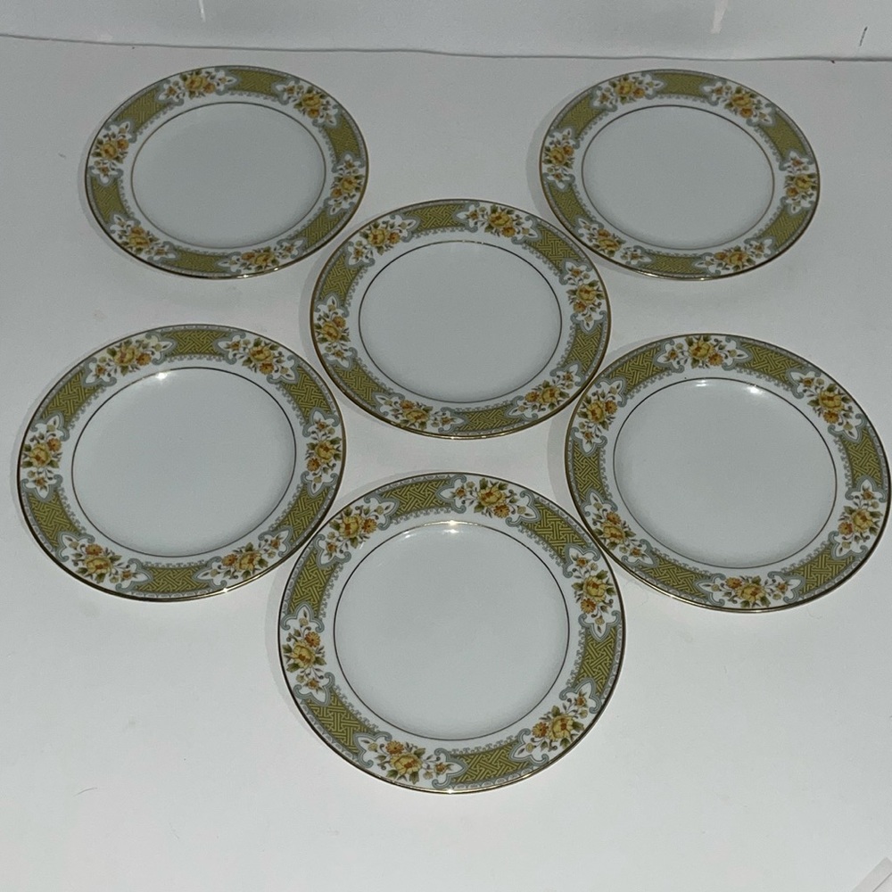 Noritake Bread Plates X6 Autumn Rose Nitto Ware Japan Dessert Dishes Vintage